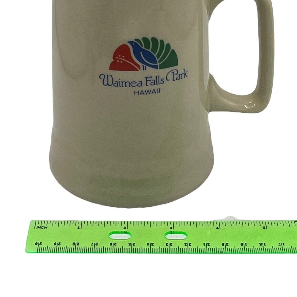 Waimea Falls Park Hawaii Pottery Beer Stein Coffee Mug Bird Logo Red Blue Green - Picture 7 of 9